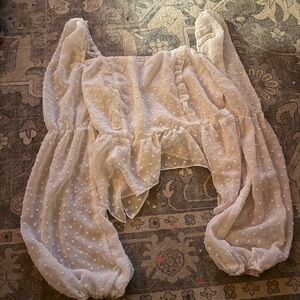 Elegant White Swiss Dot Blouse